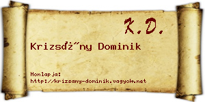 Krizsány Dominik névjegykártya